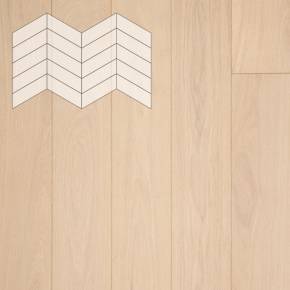 Паркет Елка Французская Lab Arte Chevron Дуб Селект Лана лак 400/337х110х14/3/60° в интерьере