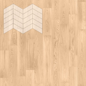 Паркет Елка Французская Lab Arte Chevron Дуб Селект Блонд лак 400/328х125х14/3/60° в интерьере