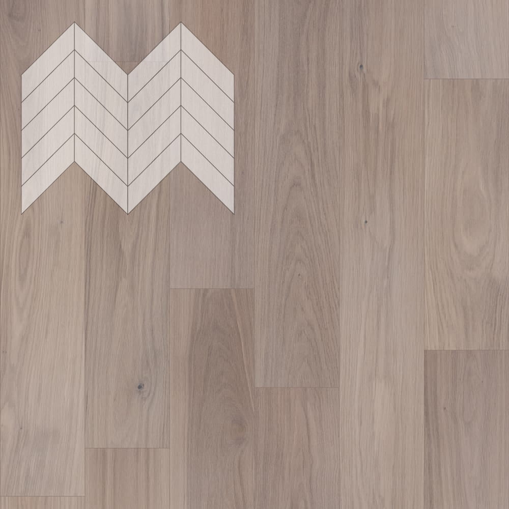 Паркет Елка Французская Lab Arte Chevron Дуб Селект Чегет белый лак 600/475х125х14/3/45°