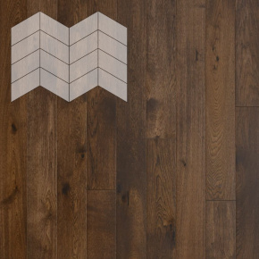 Паркет Елка Французская Lab Arte Chevron Дуб Селект Коньяк лак 400/313х150х14/3/60° в интерьере